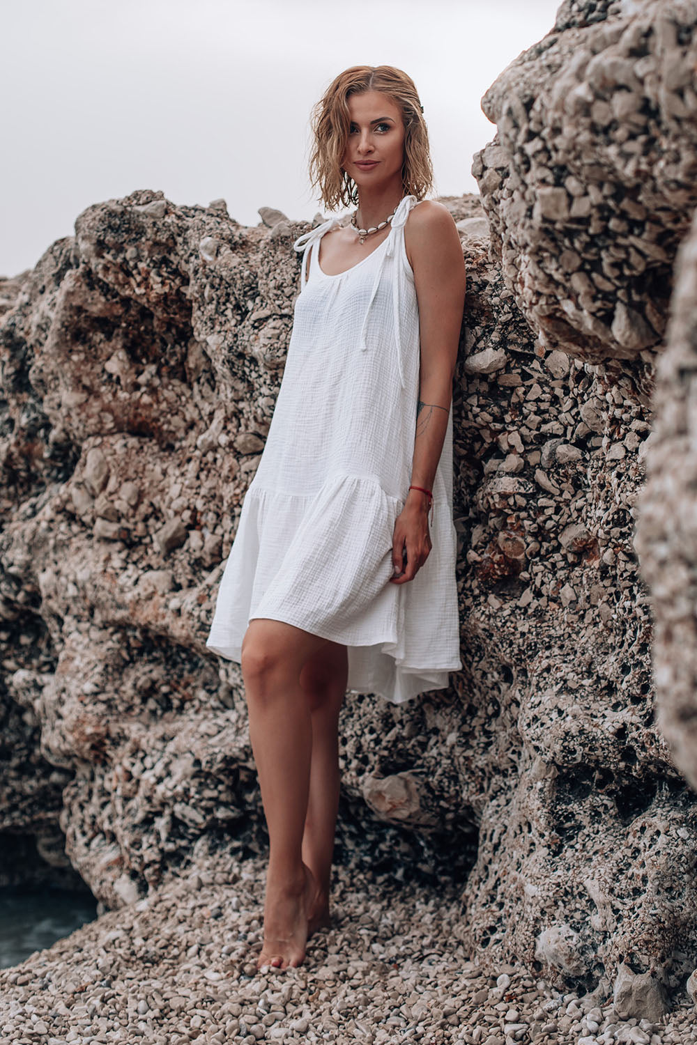 Summer Snowflake short dress with straps