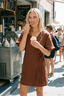 Robe mini en lin Marron