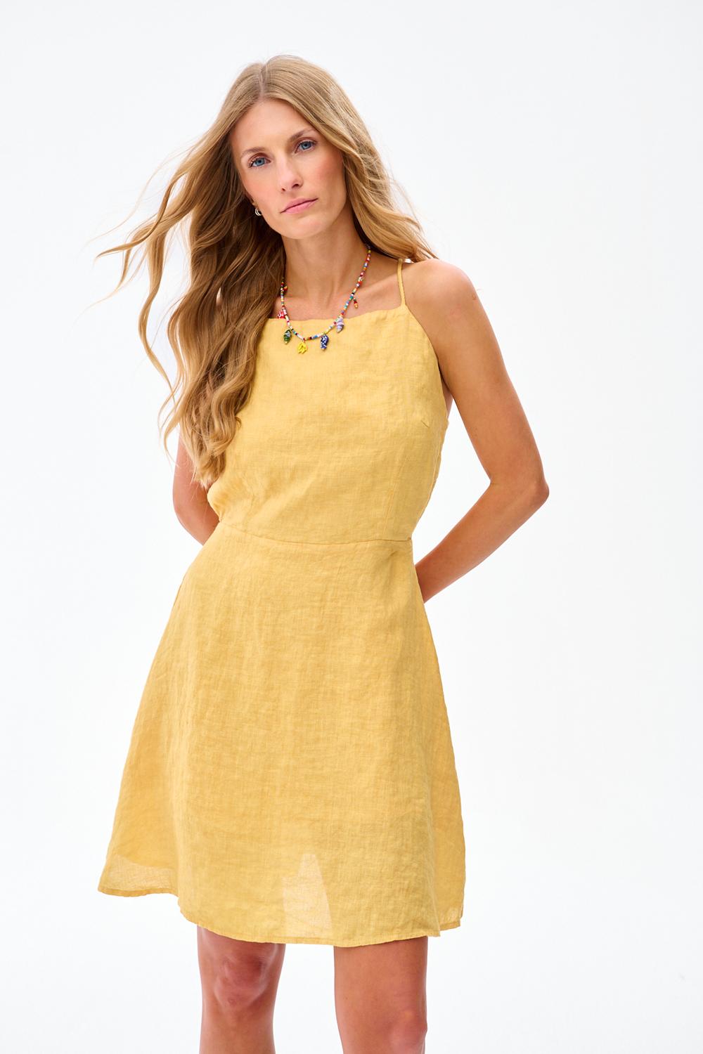 Sun Soaked Linen Mini Dress –