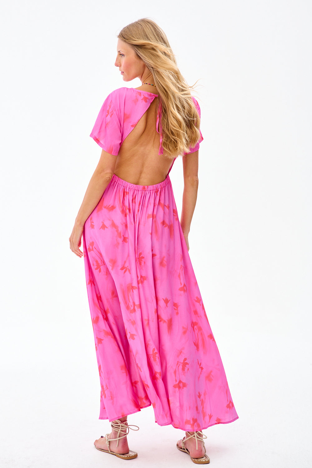 Camellia open back maxi dress