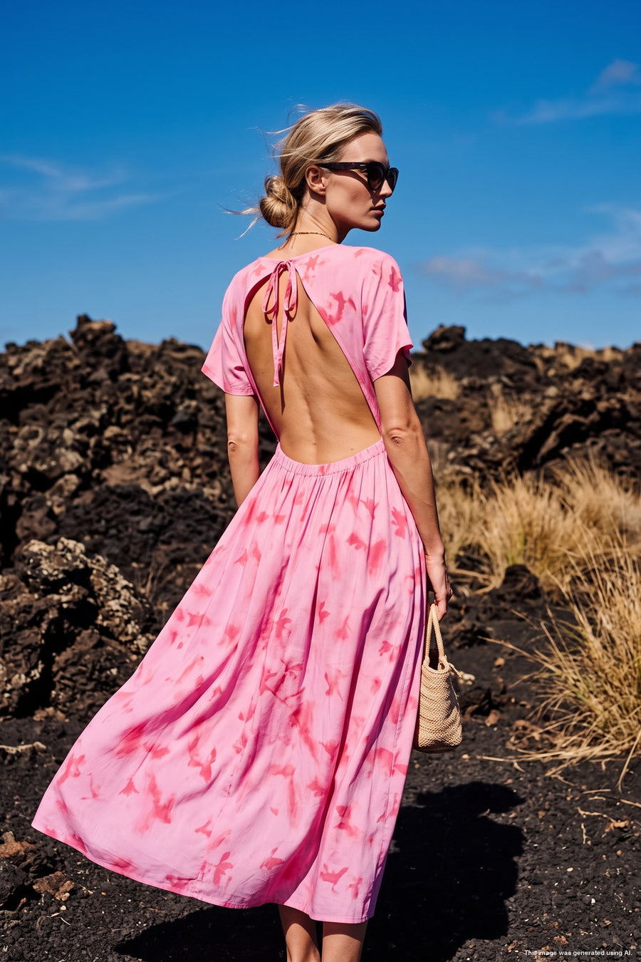 Camellia open back maxi dress