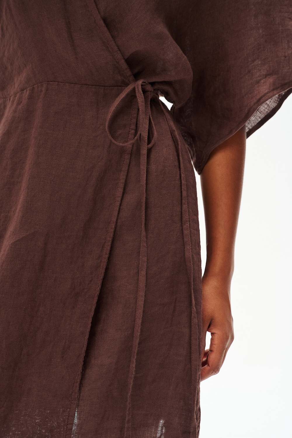 Robe mini en lin Marron