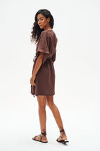 Robe mini en lin Marron