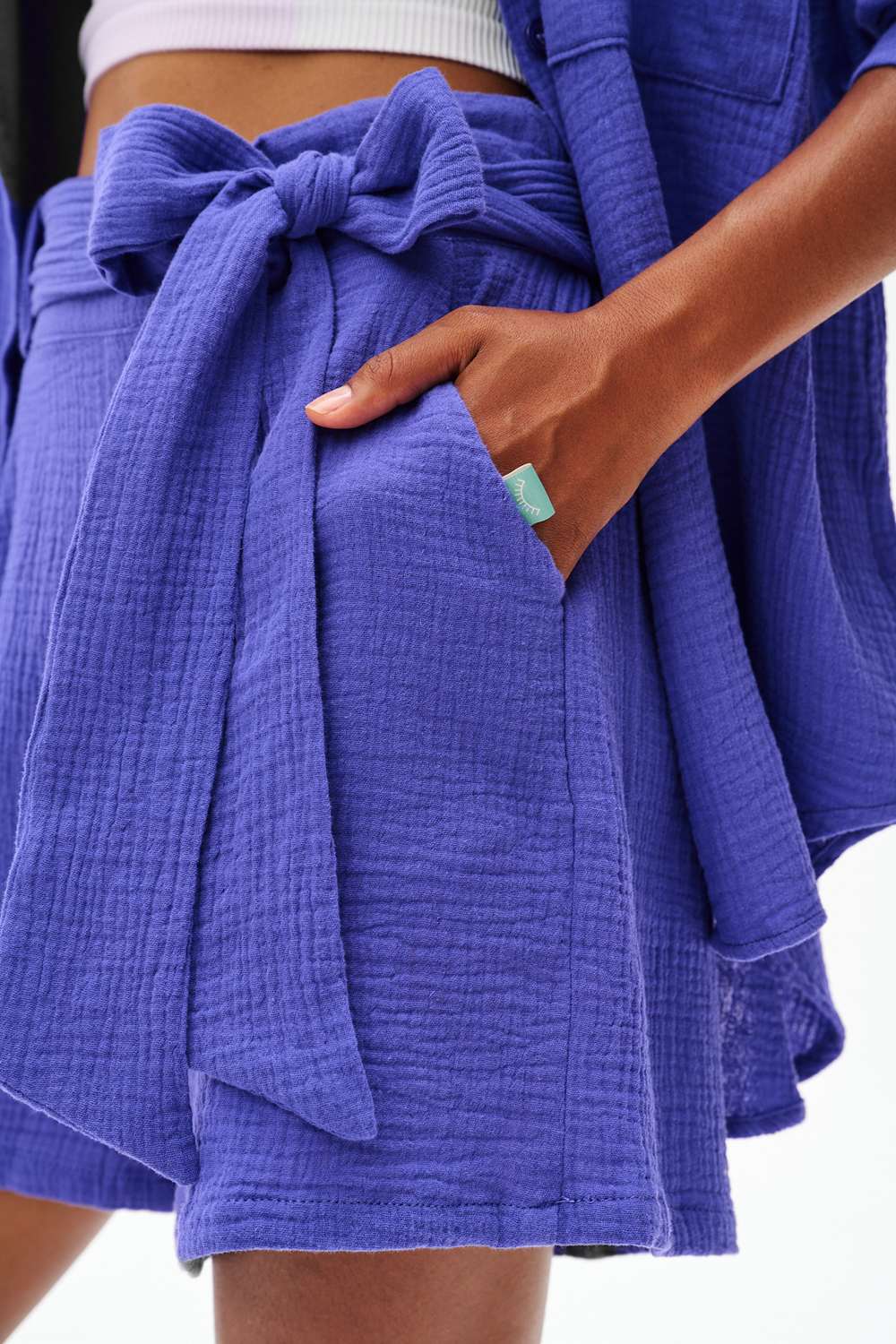 Cornflower muslin shorts