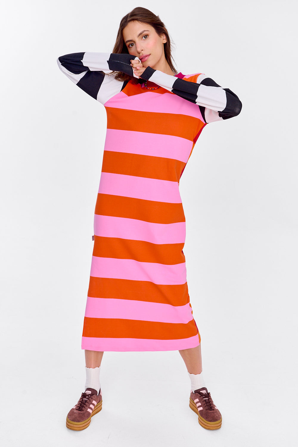 Mismatched knit dress –
