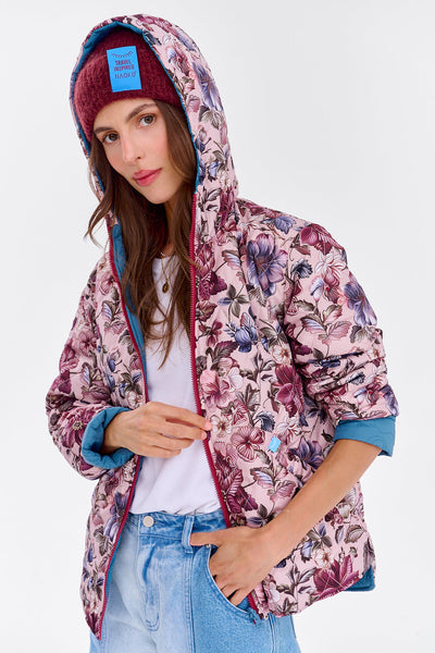 Poppy Mystic Garden reversible jacket with hood – NAOKO Poppy Mystic Garden reversible jacket with hood – NAOKO