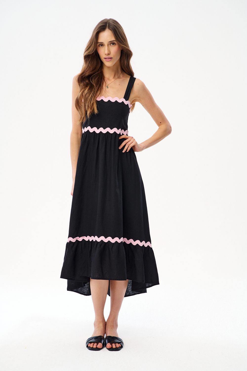 Rochie midi din in Midnight Kiss