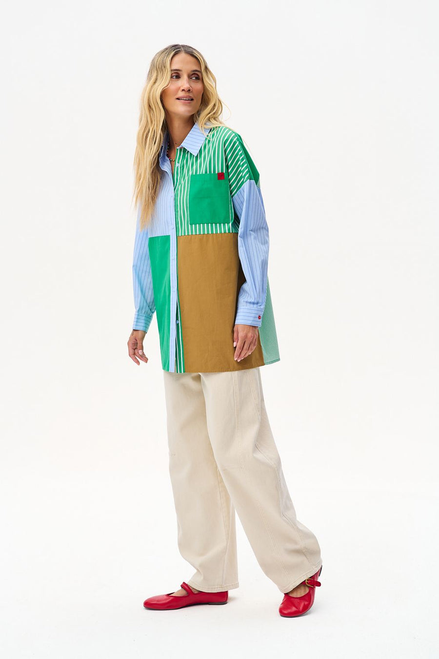 No Consensus Mixed-Fabric Shirt