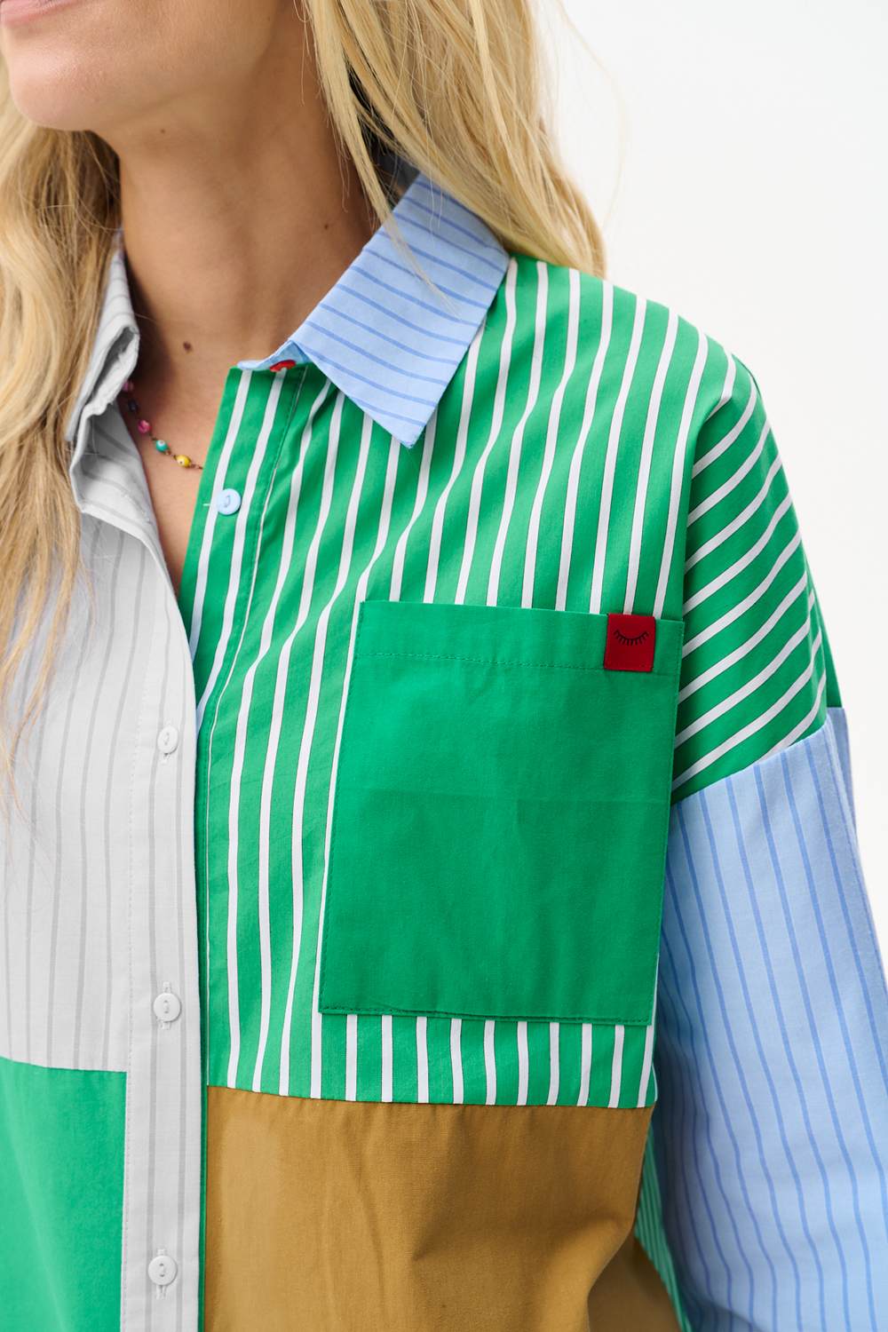 No Consensus Mixed-Fabric Shirt