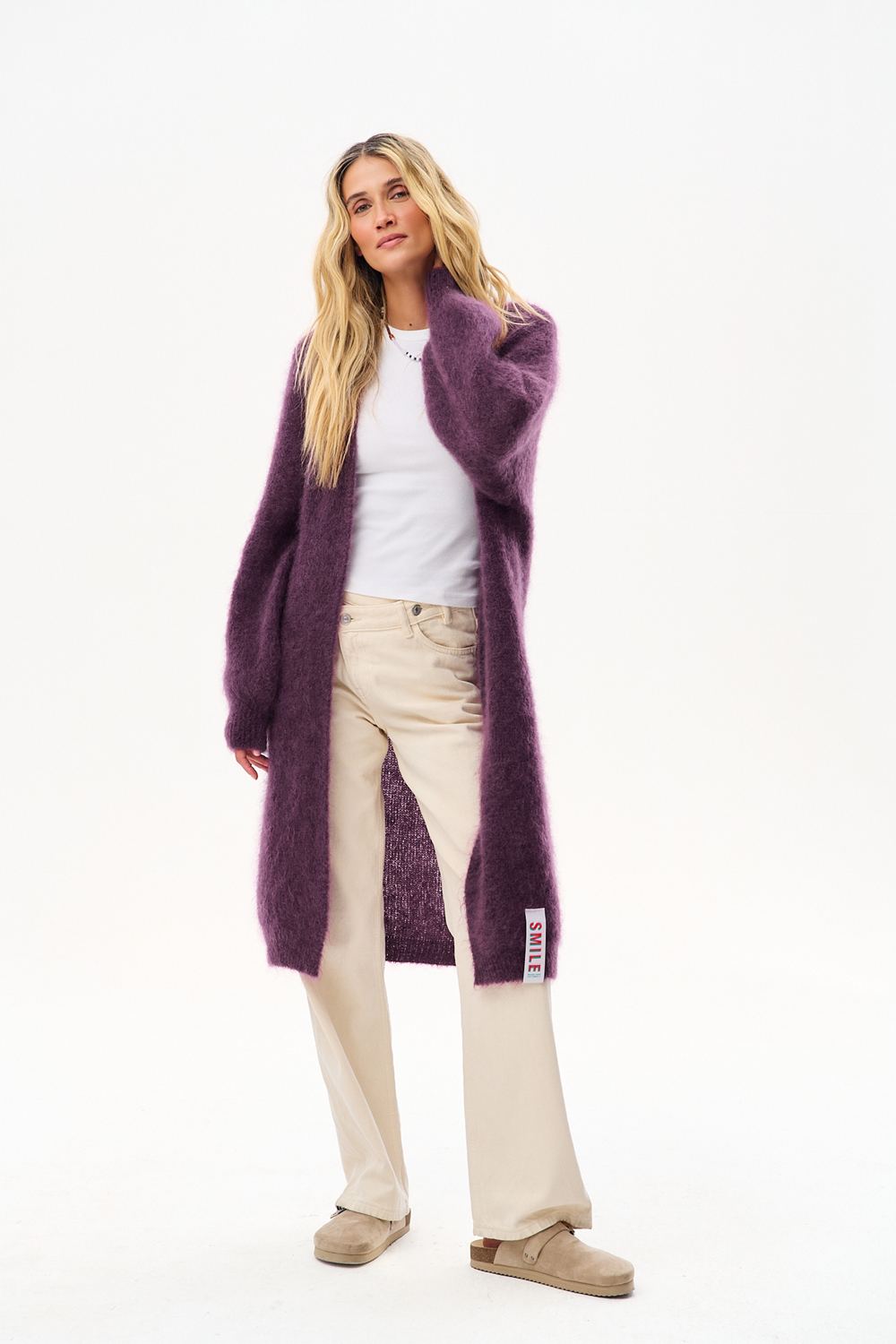 Deep Wisteria Long Mohair Cardigan