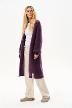 Deep Wisteria Long Mohair Cardigan