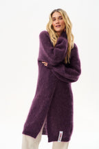 Deep Wisteria Long Mohair Cardigan