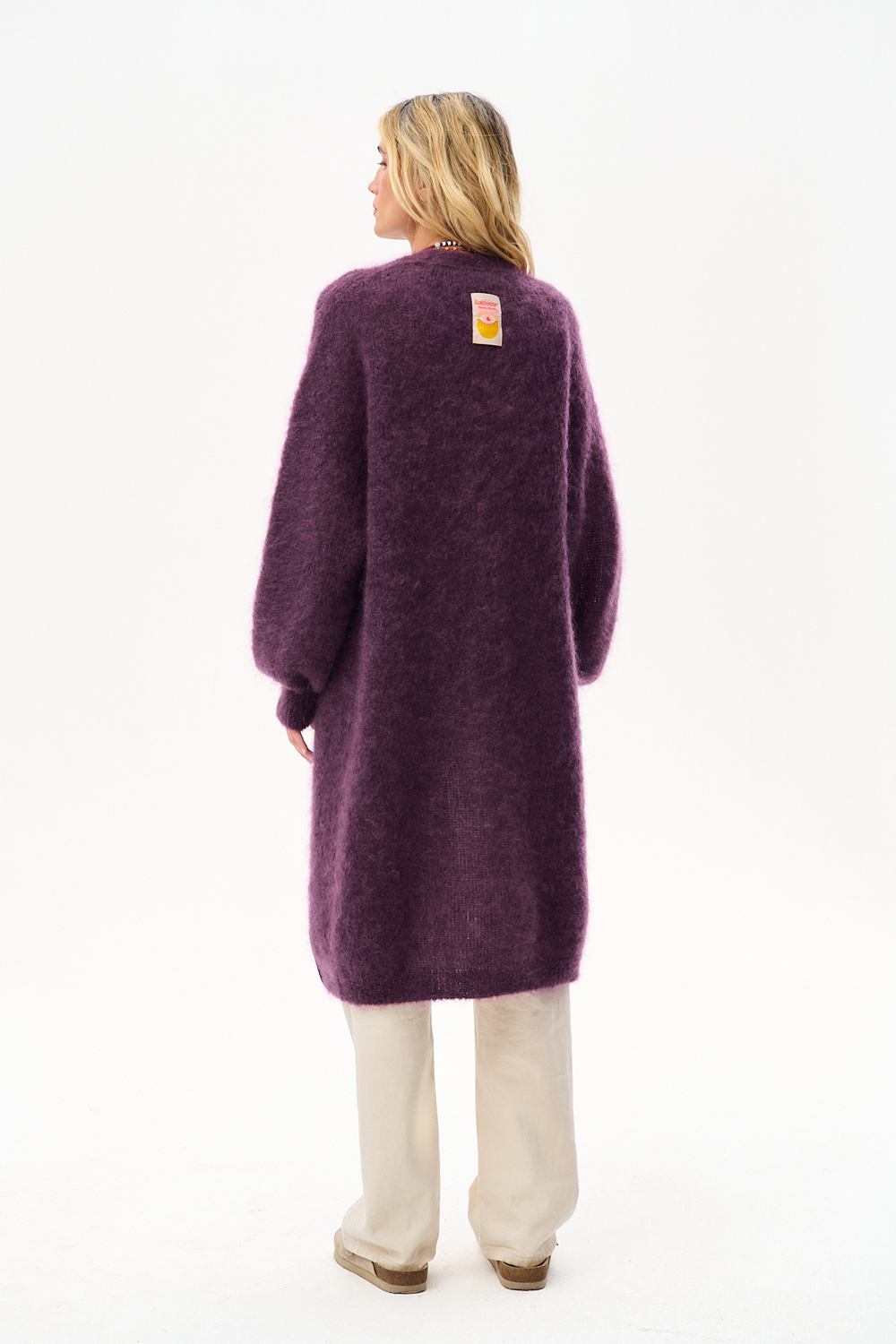 Deep Wisteria Long Mohair Cardigan