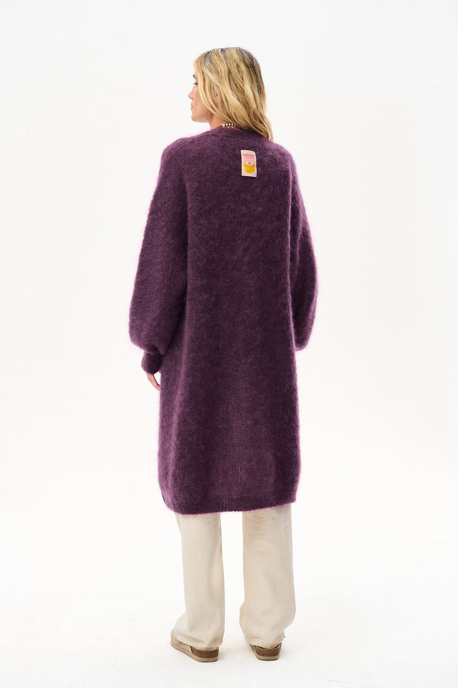 Deep Wisteria Long Mohair Cardigan