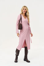 Gentle Blush Knit Midi Dress