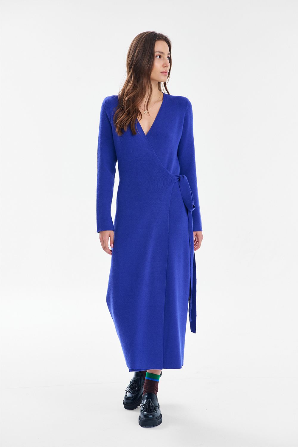 London Blue Strikket Midi Kjole