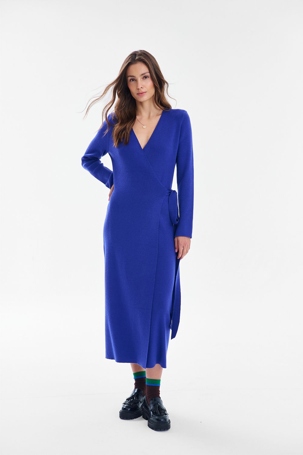 London Blue Strikket Midi Kjole