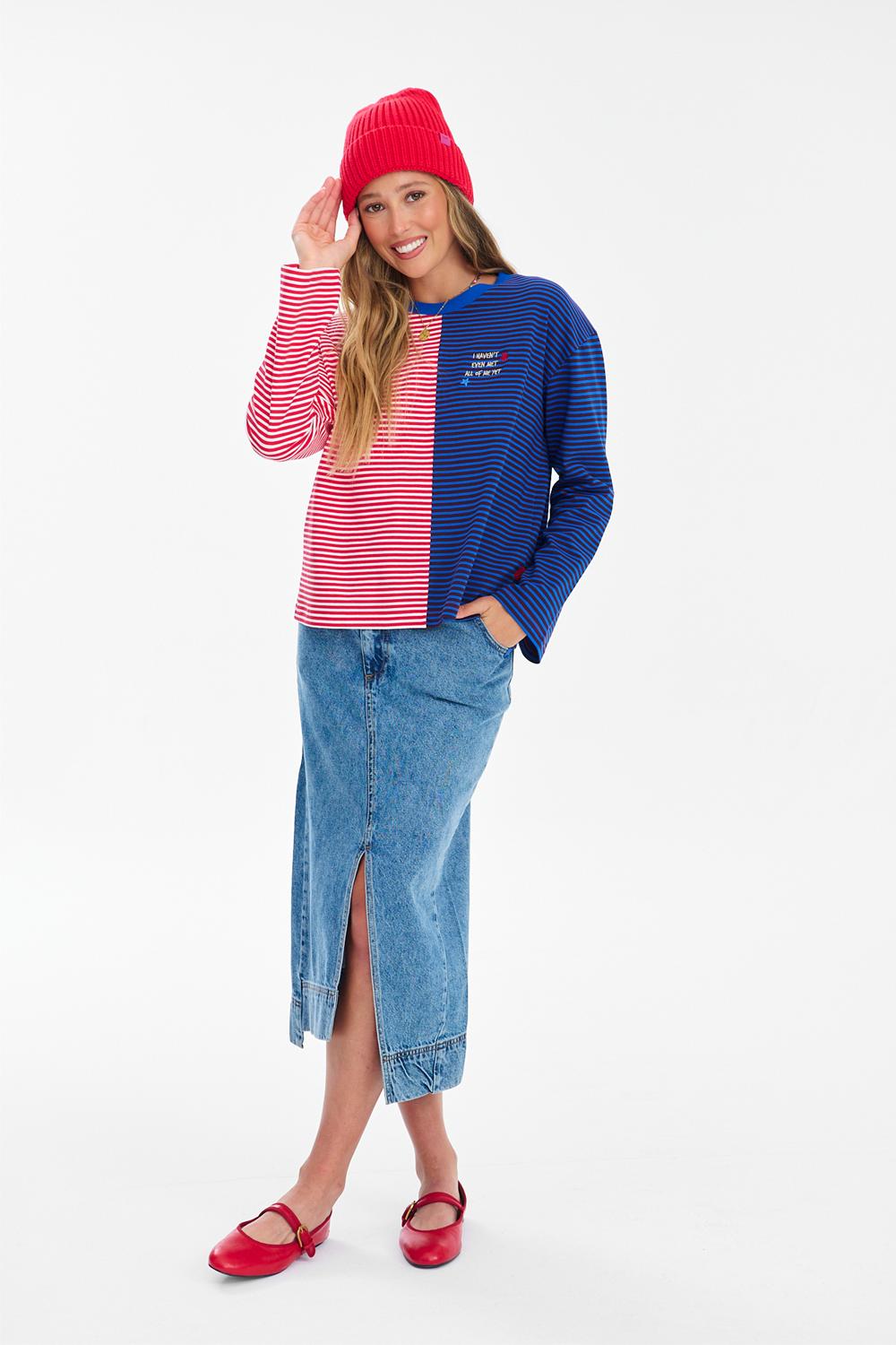 Blue Tale Midi Denim Skirt