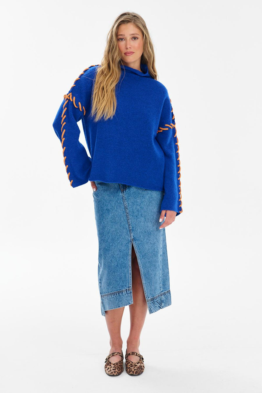 Blue Tale Midi Denim Skirt