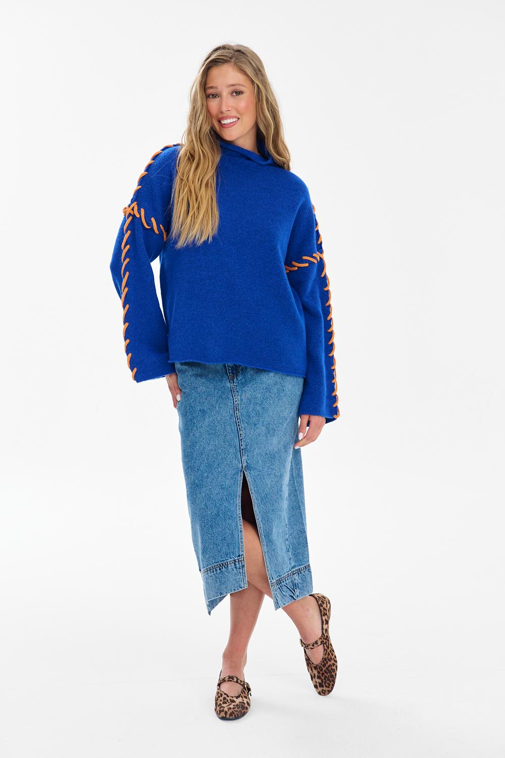 Blue Tale Midi Denim Skirt