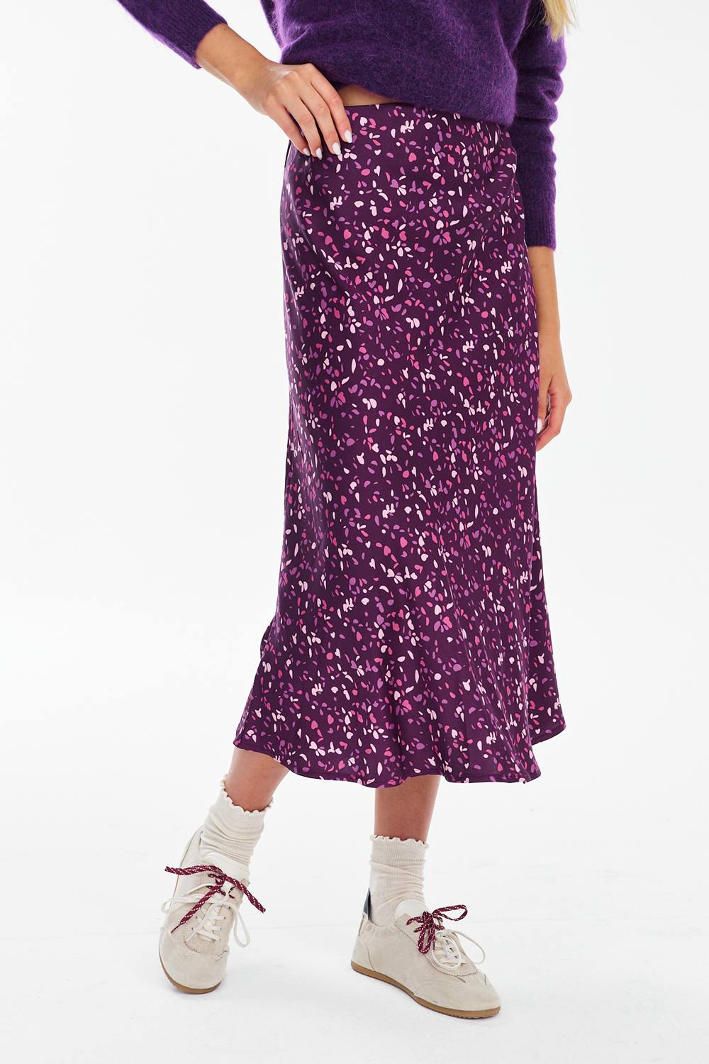 Plum Poetry Midi Skirt