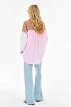 Overhemd van gecombineerde materialen Desert Blush