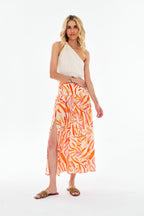 Burning Petals Midi Skirt