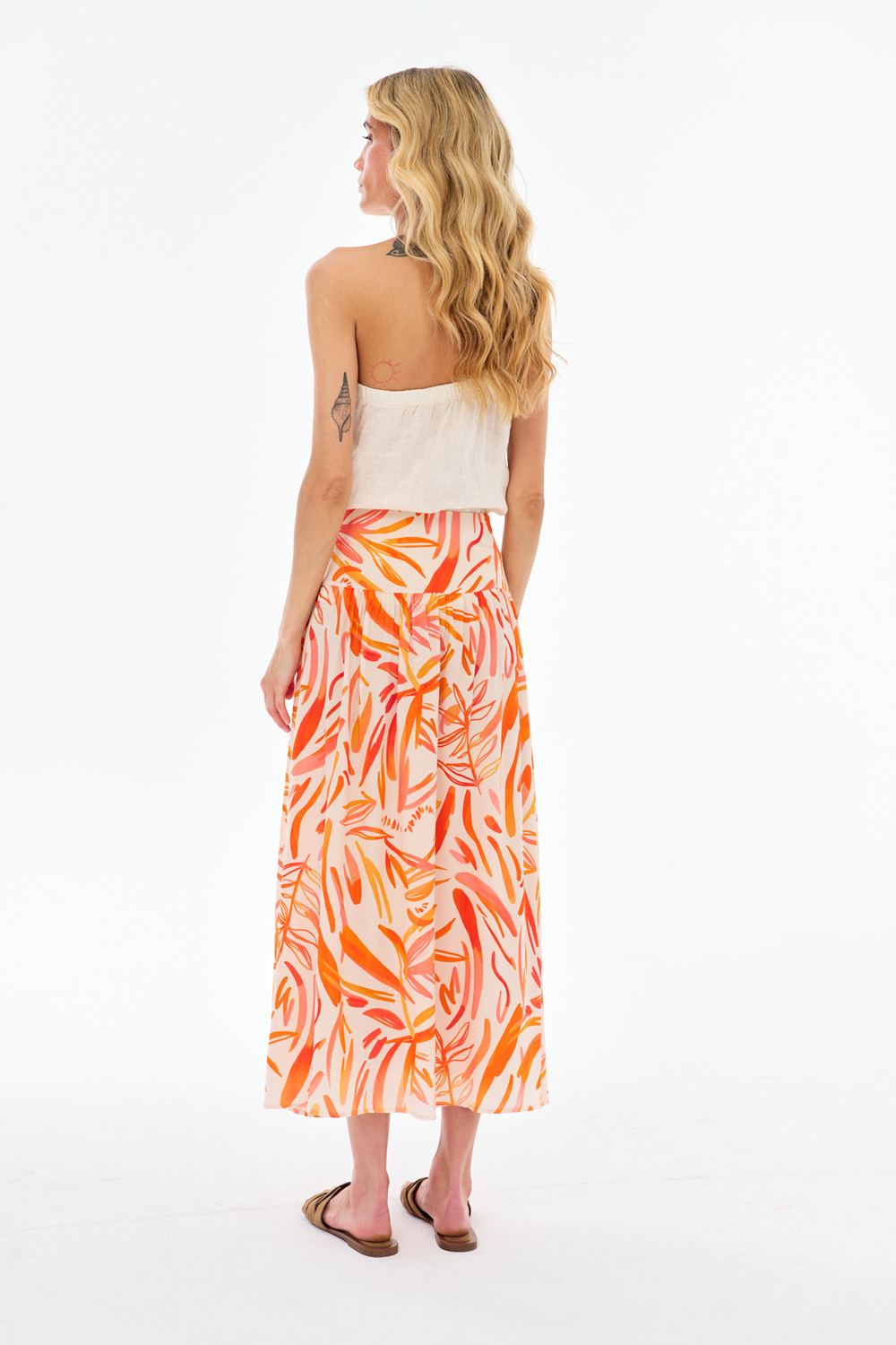Burning Petals Midi Skirt