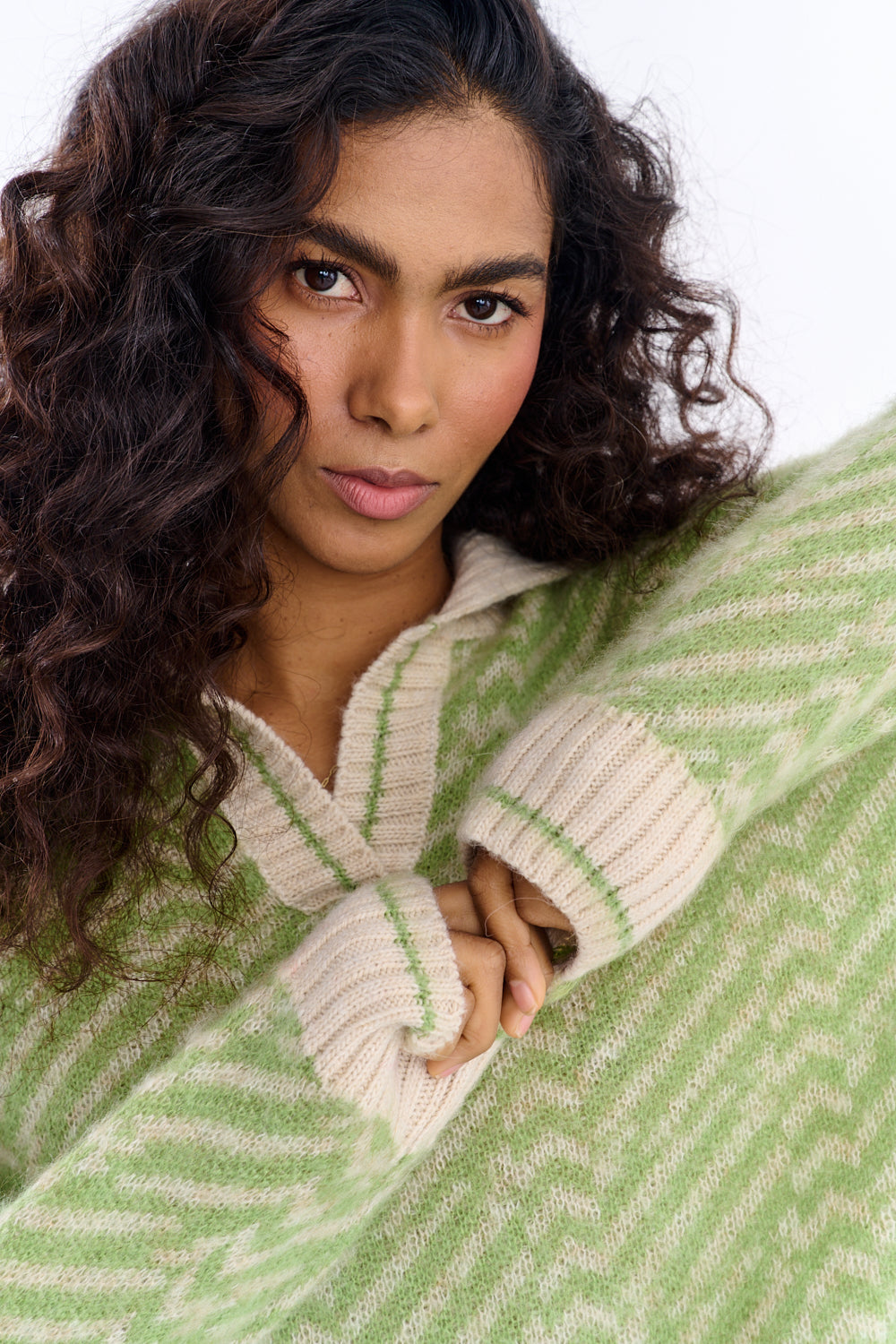 Almost Silence polo sweater with mohair