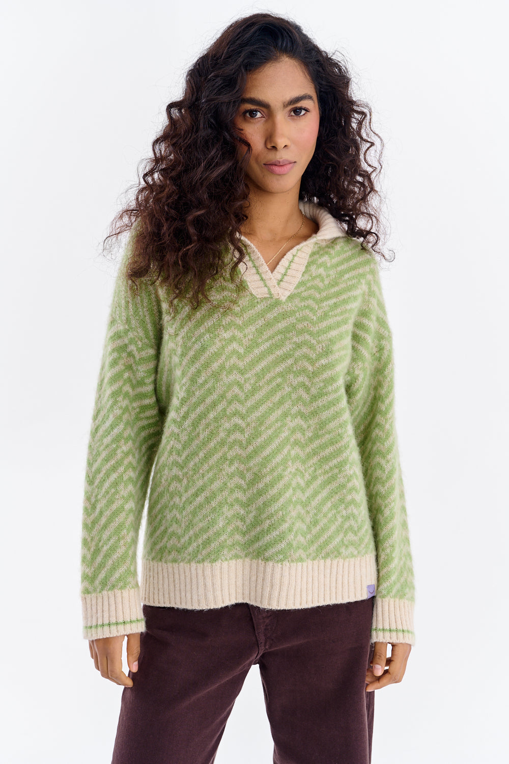 Almost Silence polo sweater with mohair