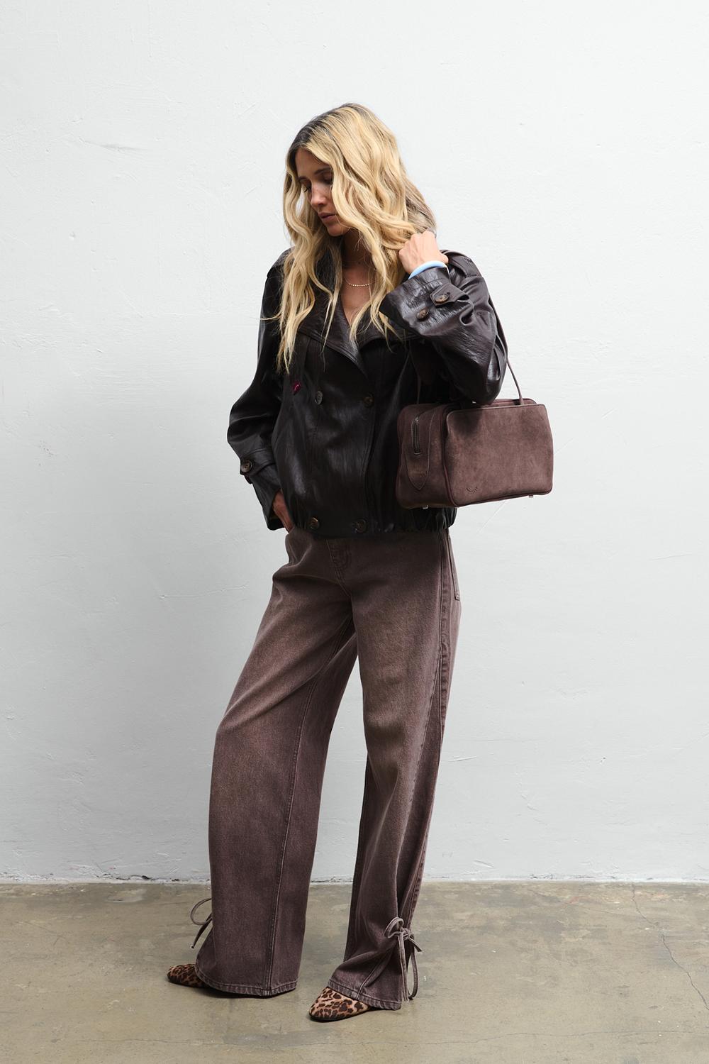 Dear Diary Suede Leather Handbag