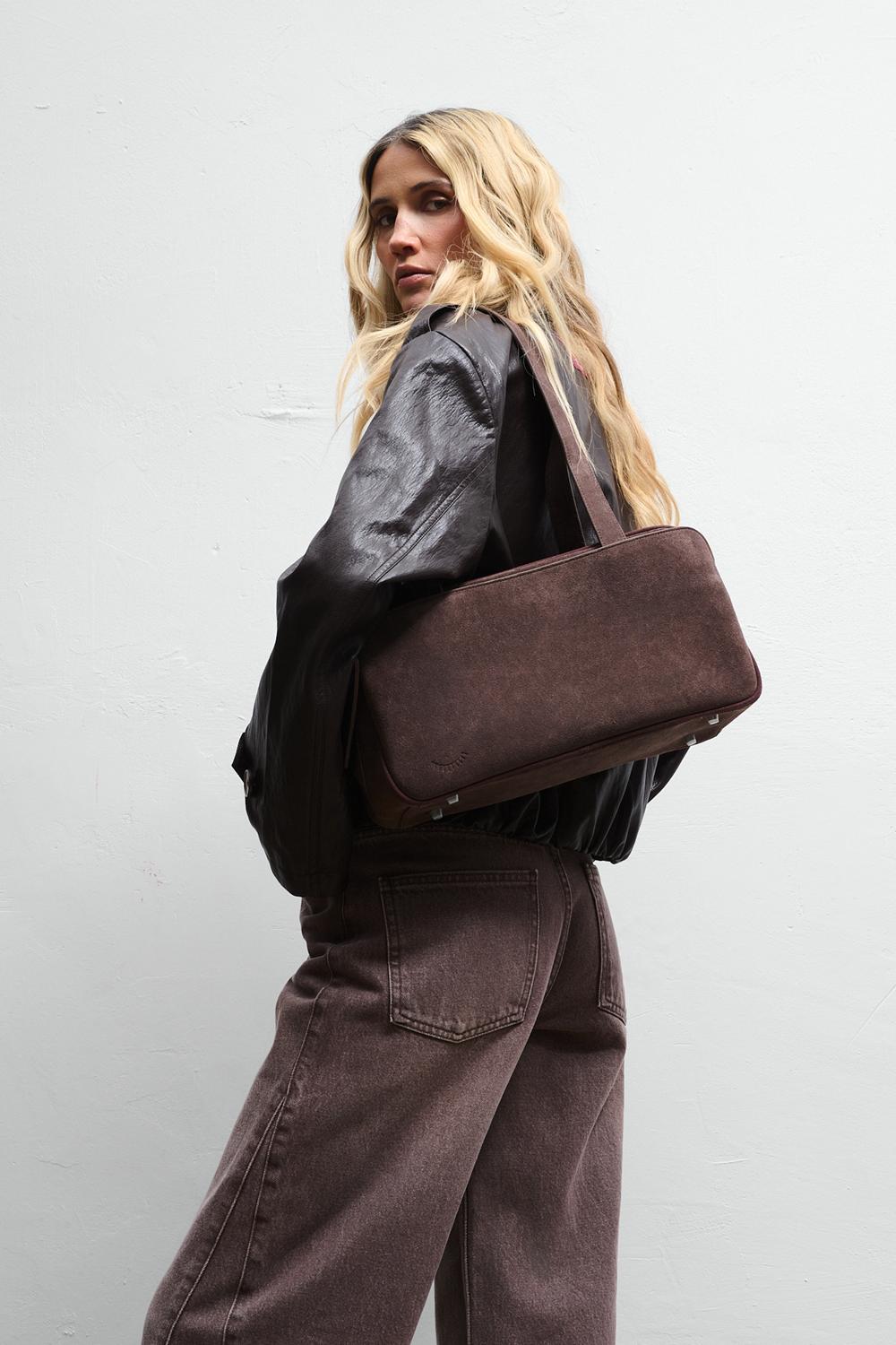Dear Diary Suede Leather Handbag