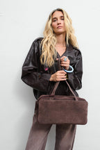 Dear Diary Suede Leather Handbag