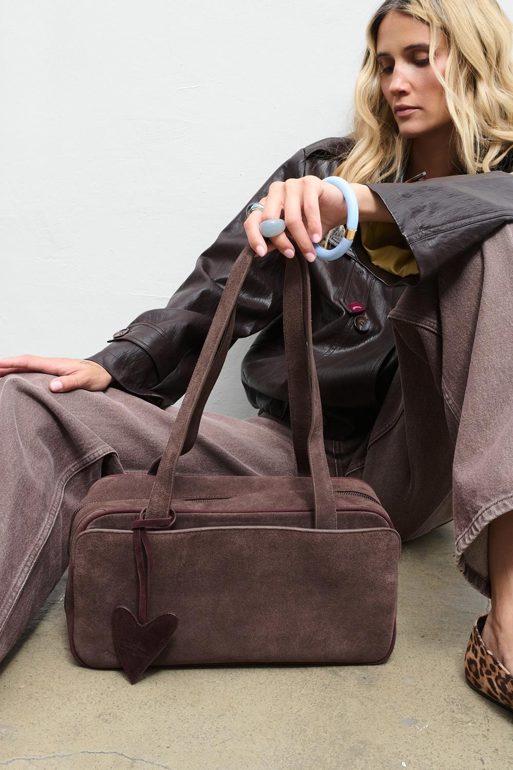 Dear Diary Suede Leather Handbag
