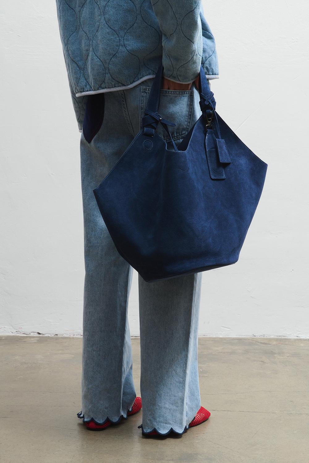 Abstract Form Suede Leather Bag