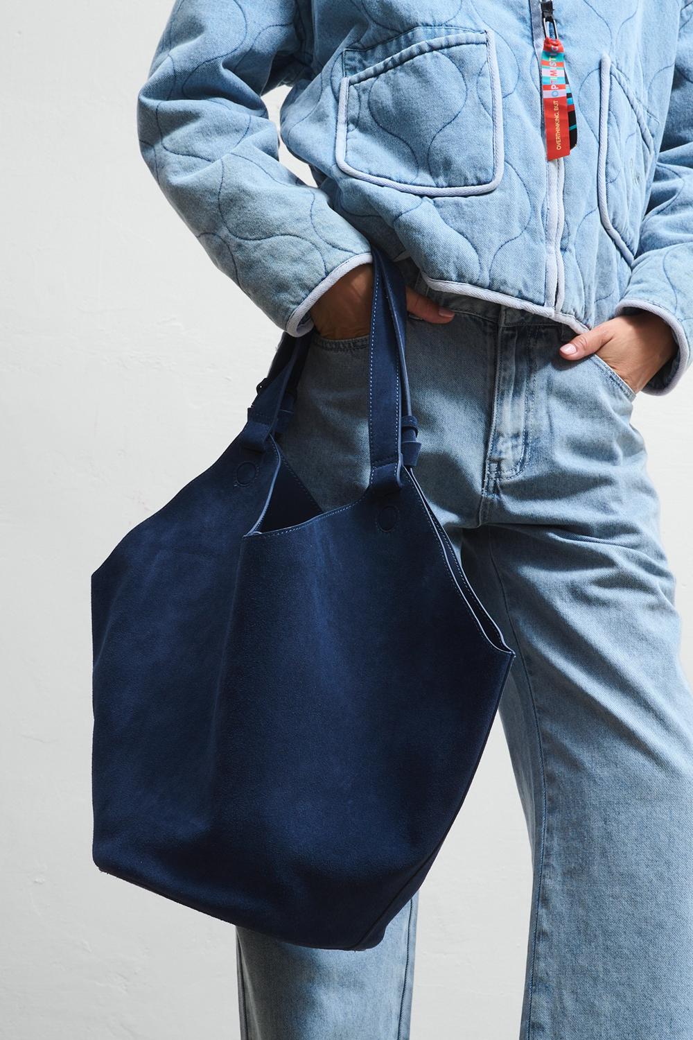 Abstract Form Suede Leather Bag