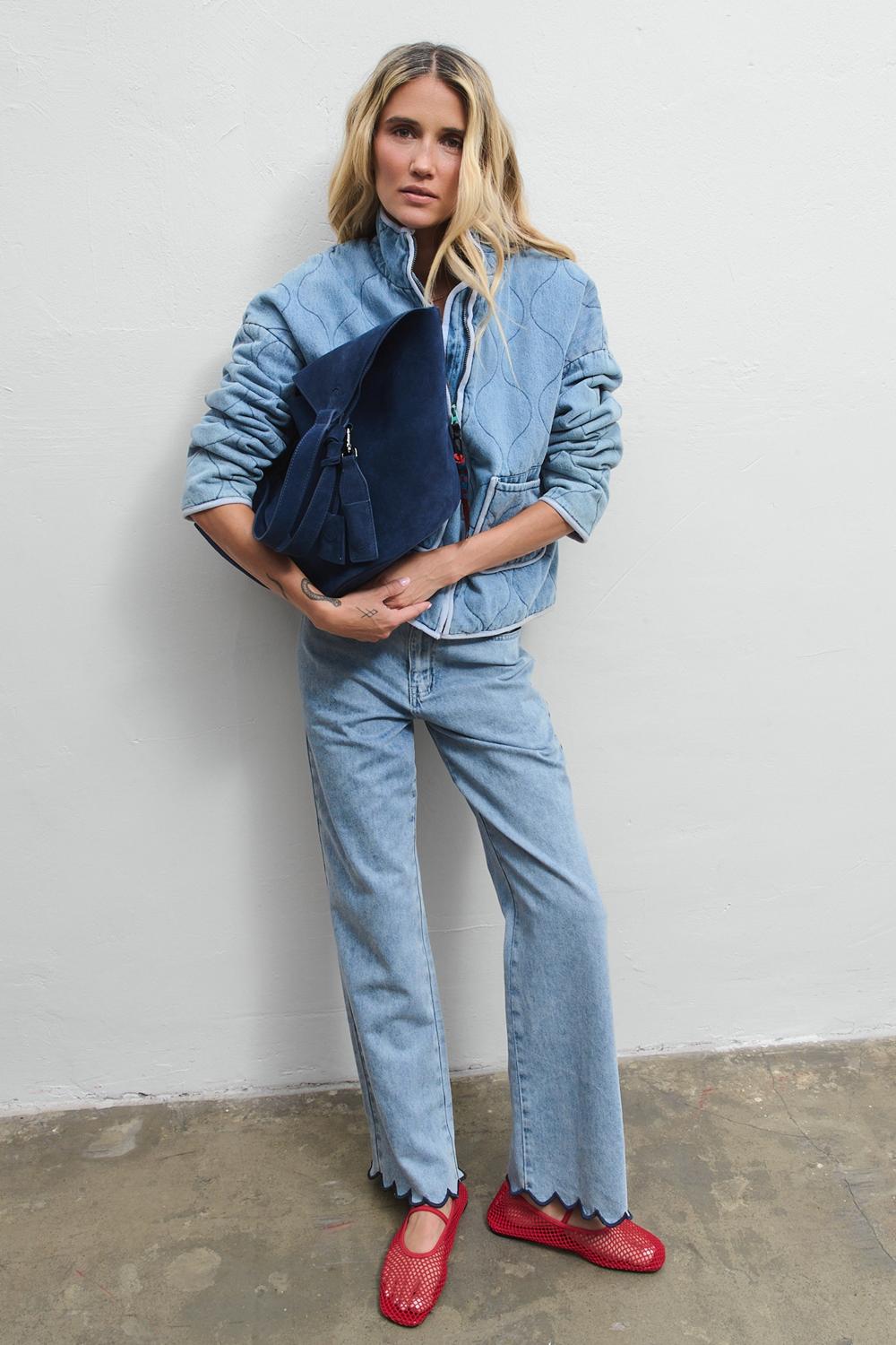 Abstract Form Suede Leather Bag