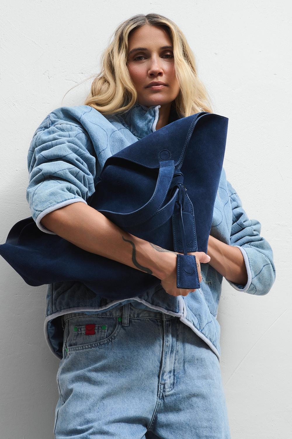 Abstract Form Suede Leather Bag