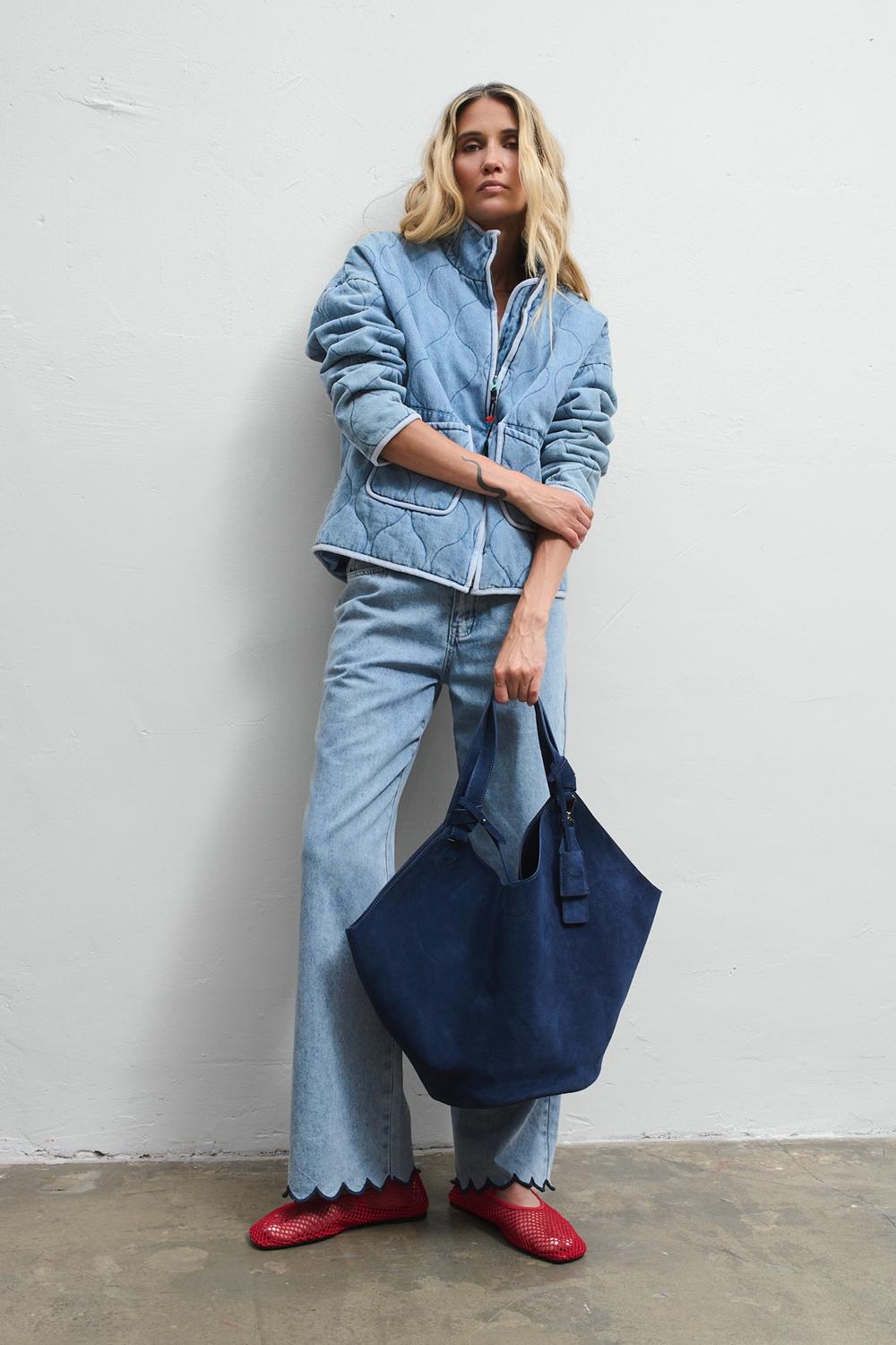 Abstract Form Suede Leather Bag