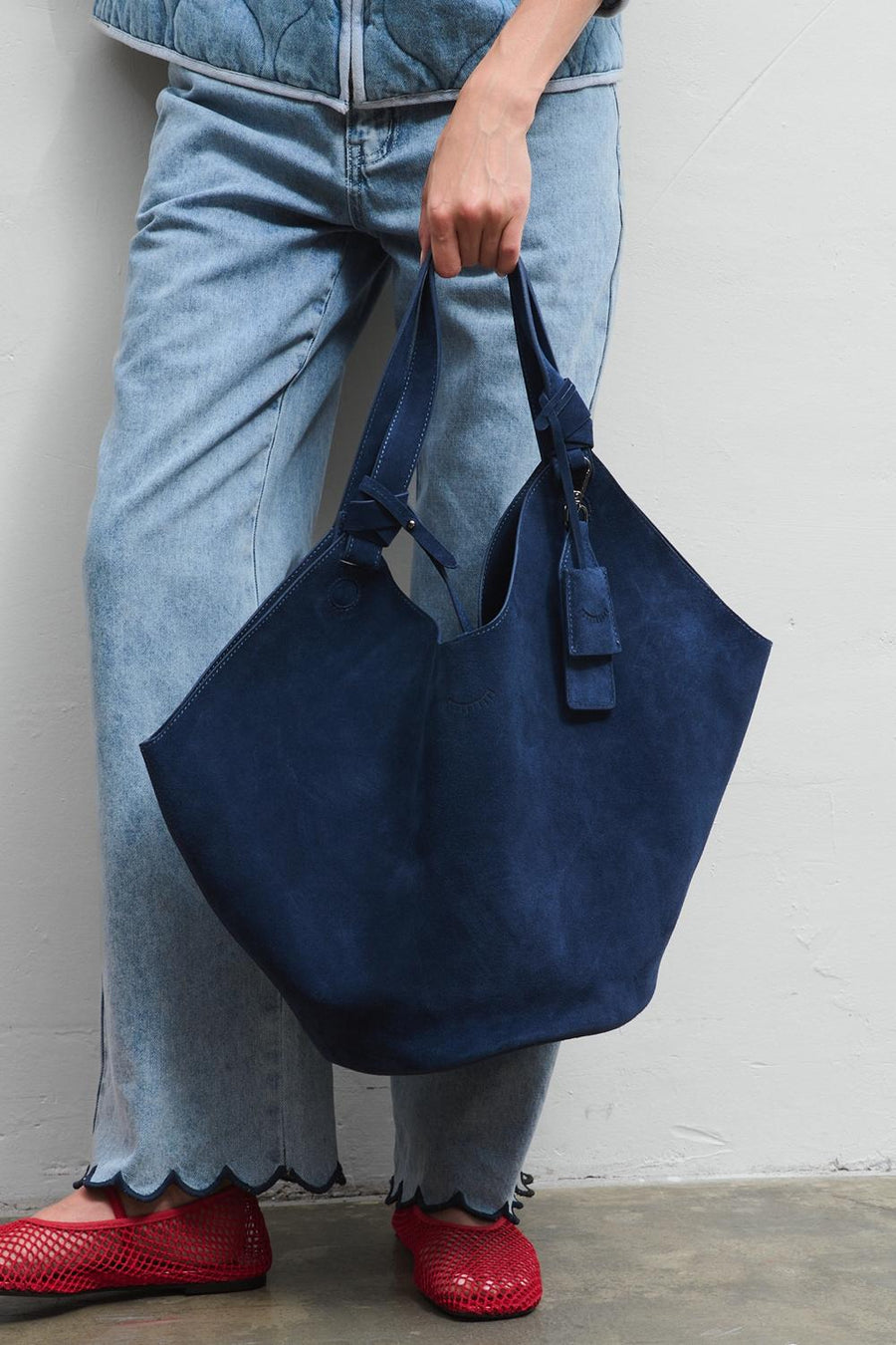 Abstract Form Suede Leather Bag