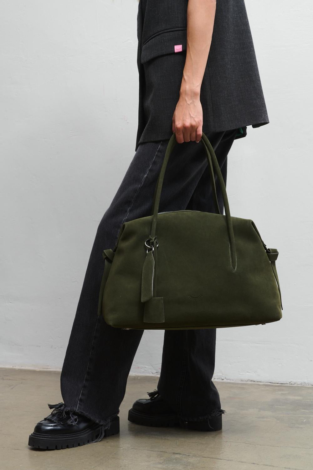 All My Things Suede Leather Handbag