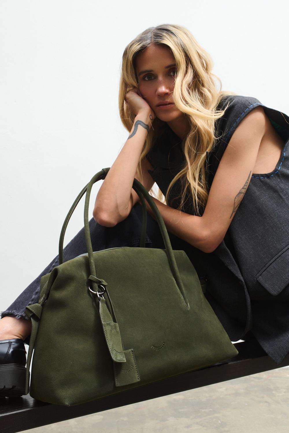 All My Things Suede Leather Handbag
