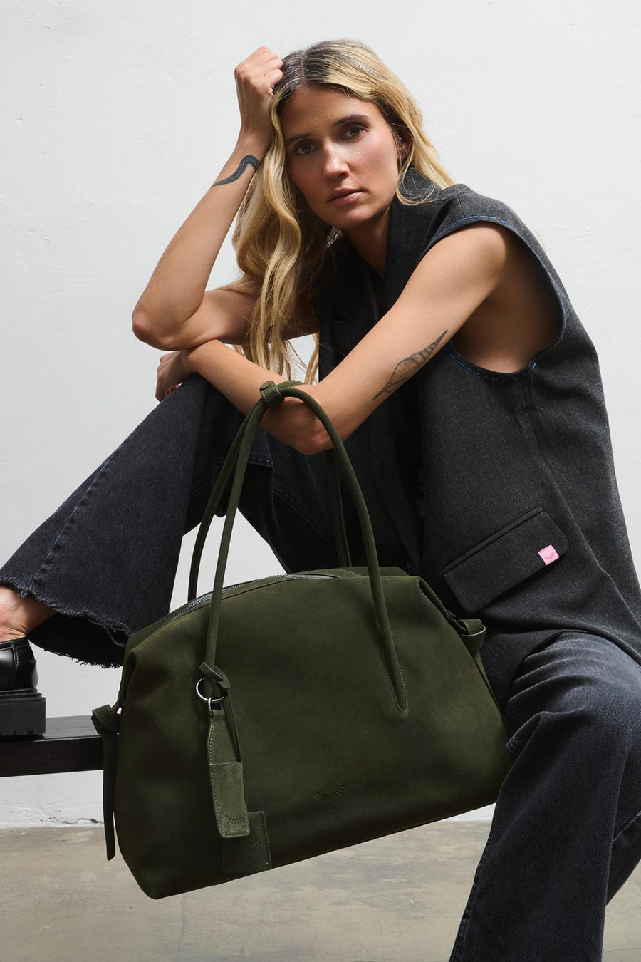 All My Things Suede Leather Handbag