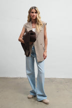 Just Enough Suede Leather Shopper Bag