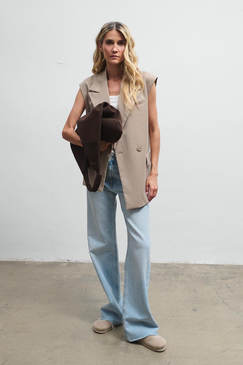 Just Enough Suede Leather Shopper Bag