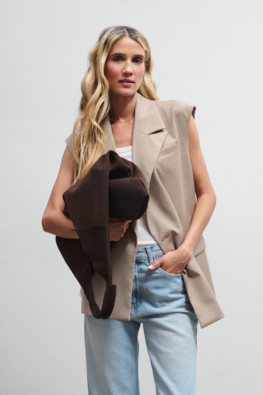 Just Enough Suede Leather Shopper Bag