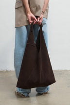 Just Enough Suede Leather Shopper Bag