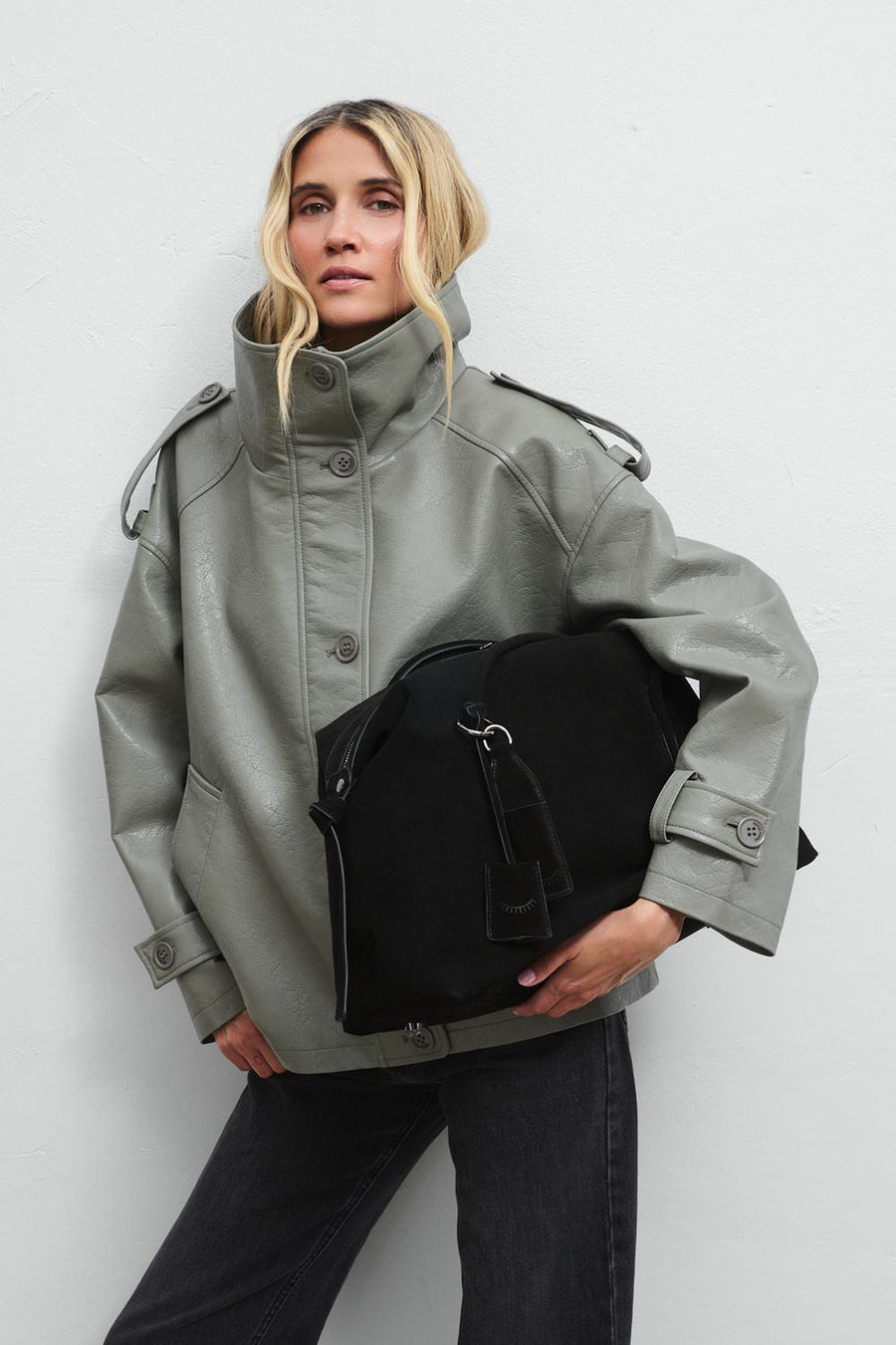 Whole Story Suede Leather Handbag