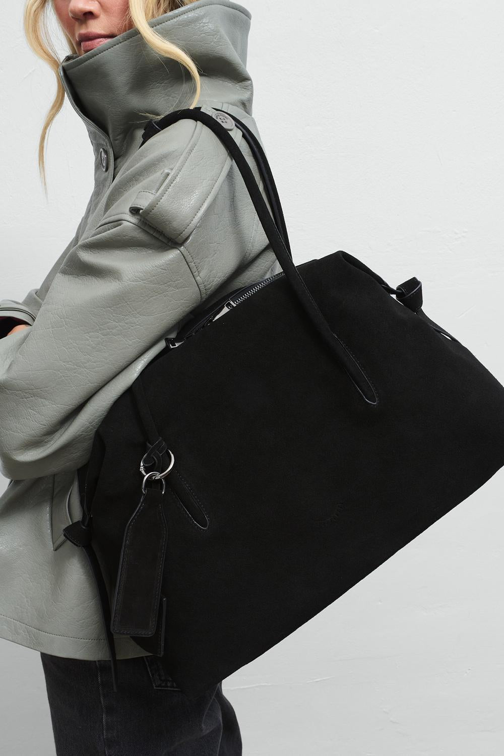 Whole Story Suede Leather Handbag