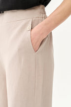 Pantaloni largi din in Cold Champagne